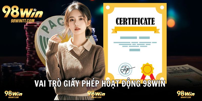Vai trò to lớn giấy phép hợp pháp của nhà cái 98WIN